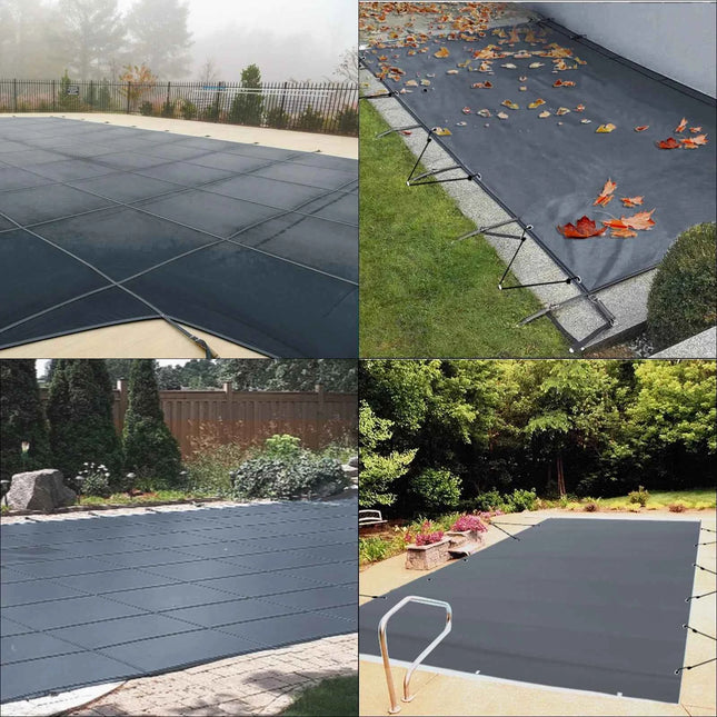 VEVOR Copertura di Sicurezza per Piscina in Carbone da 4x8M, Telo di Copertura per Piscina Rettangolare in Polipropilene, Coperchio Rettangolare di Piscina Interrata per Casa Giardino Hotel Ingegneria