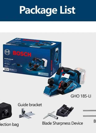 Bosch GHO 185-LI 18V Brushless Cordless Electric Planer Professional Woodworking Planer Carpentry Planing Trimmer Tool