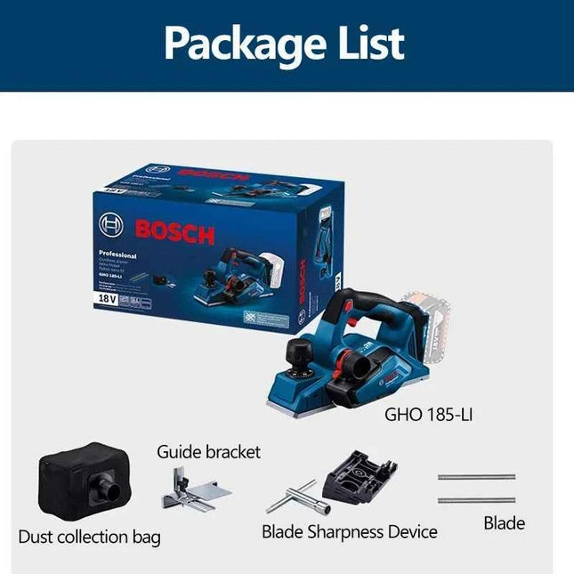 Bosch GHO 185-LI 18V Brushless Cordless Electric Planer Professional Woodworking Planer Carpentry Planing Trimmer Tool