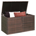 335L Patio Rattan Storage Box, Outdoor All-weather Wicker Pool Storage Container with Lid & 2 Shelves, Garden Storage Bin