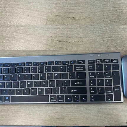 Gray Bluetooth 5.0 & 2.4G Wireless Keyboard Mouse Combo Rechargeable Full Size Wireless Keyboard for Notebook Laptop