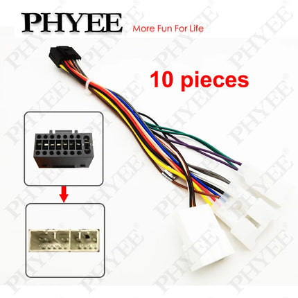 Adattatore per cablaggio radio Spina connettore a 16 pin 10 pezzi Cavo all'ingrosso per Toyota Corolla Camry RAV4 Hilux Land Cruiser Yaris