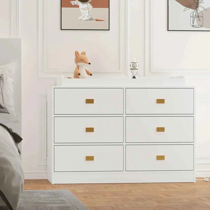 A Nursery Furniture Wood Changing Table Dresser 6 Drawers With Changing Station Tray
