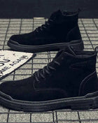 2022 Autumn Men Boots Street Trend Motorcycle Boots Winter Flat Lace-up Suede Ankle Boots Thickened Botas Hombre Piel