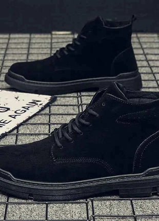 2022 Autumn Men Boots Street Trend Motorcycle Boots Winter Flat Lace-up Suede Ankle Boots Thickened Botas Hombre Piel