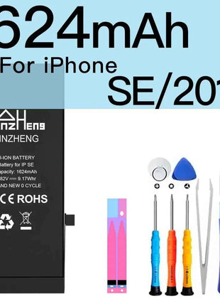 PINZHENG Real High Capacity Battery For iPhone 5S SE 6 6S 7 8 Plus X Xr Xs Max Phone Replacement Bateria Warranty One Year