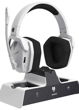 NUBWO G06 Wireless Headsets Gamer with Charging Station for Headset and PS5 Controller Gaming Headphones Long Battery Life