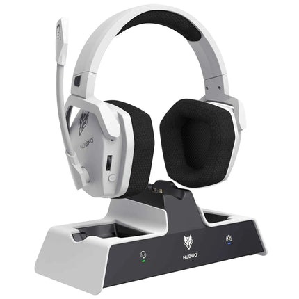 NUBWO G06 Wireless Headsets Gamer with Charging Station for Headset and PS5 Controller Gaming Headphones Long Battery Life