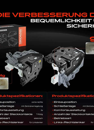 Frankberg 2x Serratura Porta Anteriore, Destra/Sinistra, per VW Touareg, Audi A4, A5, Q3, Q5, Q7, TT; V10-85-0027, 8J1837016A, 8J1837015A, V10-85-0028