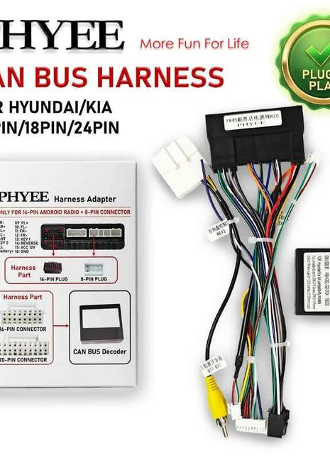 Decodificatore CAN Bus 24Pin/18Pin/24Pin con Cablaggio per Hyundai Elantra Tucson Kia Sportage Ceed, Ritenzione SWC, Adattatore Android P&P 16Pin