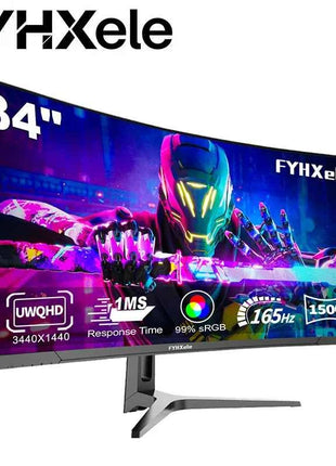 FYHXele 34"3.5K curved screen Borderless Gaming office displays Freesync 165HZ MVA 1ms VESA Low Blue Light&Flicker-Free Monitor