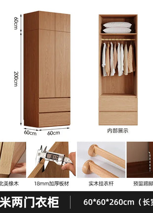 Armadio in Legno Massello di Rovere — Stile Nordico Scandinavo | Guardaroba Modulare per Camera da Letto