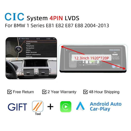 For BMW 1 Series E81 E82 E87 E88 2004-2012 CCC CIC Wireless Carplay Android Auto Car Multimedia Player Linux 1920*720 Screen