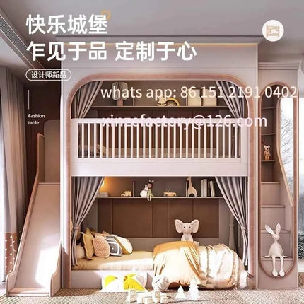 Customizable bunk beds Small apartment sibling bed High and low child and mother slide Space capsule Roof bed