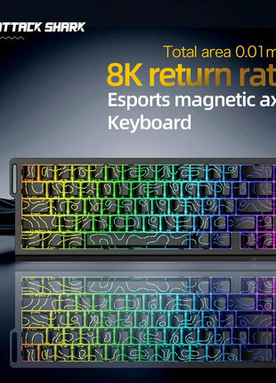 X68HE ATTACK SHARK Magnetic Gaming Keyboard Mechanical Wired for Pro Gaming 0.01mm Rapid Trigg 8000Hz SOCD/Rs 0.125ms 128K Rate