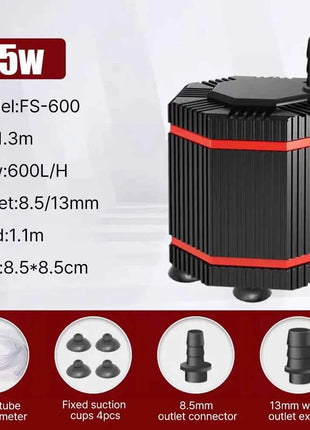 360° Fish Tank Submersible Pump Mini Filter Cleaning Small Bottom Suction Pump Water Circulation Filter Pump Water Change Silent