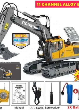4WD Remote Control Excavator 4x4 Alloy Dump Truck Bulldozer Radio Model RC Car Construction Vehicle Toy Children Kids Gifts