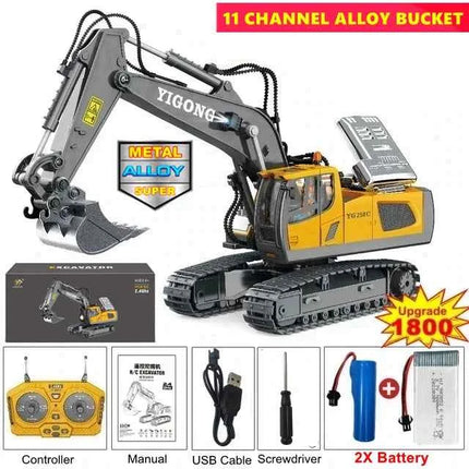 4WD Remote Control Excavator 4x4 Alloy Dump Truck Bulldozer Radio Model RC Car Construction Vehicle Toy Children Kids Gifts