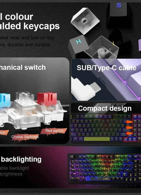 E-YOOSO Z94 USB Mechanical Gaming Keyboard Wired Monochrome Backlit 94 Key Russian Brazilian Portuguese for Compute Laptop PC