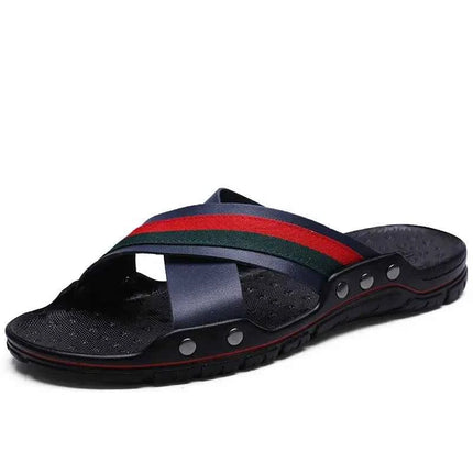 Pantofole da uomo estive di marca Scarpe da acqua da spiaggia con cinturino incrociato in pelle di moda Pantofole da uomo di alta qualità di grandi dimensioni 38-47