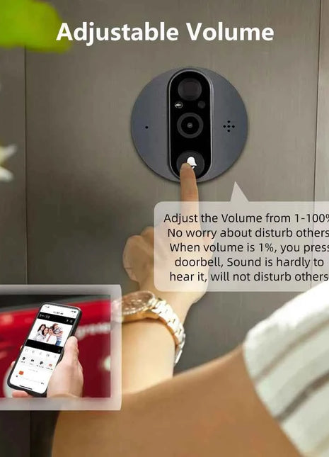 3MP Smart Life Tuya 1080P WiFi Campanello per porta Spioncino Telecamera 5000mAh Batteria Rilevatore di movimento PIR IR Alexa Google Home Visualizzatore digitale
