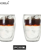 Set Tazze in Vetro a Doppia Parete Borosilicato Termoresistente per Tè Caffè Succo e Acqua