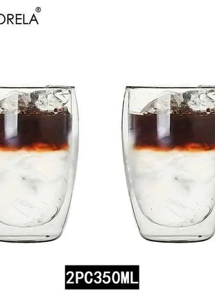 Set Tazze in Vetro a Doppia Parete Borosilicato Termoresistente per Tè Caffè Succo e Acqua
