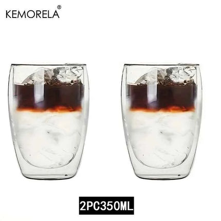 2/4/6Pc Double Wall High Borosilicate Glass Mug Heat Resistant Tea Milk Juice Coffee Water Cup Bar Drinkware Gift Creativity Set