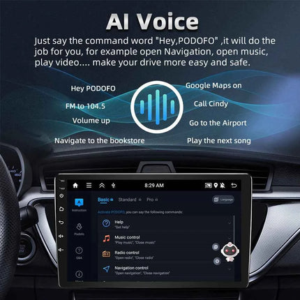 Podofo 9INCH AI Voice Android  2din Car Radio for NV200 NV 200 2009-2014 CarPlay Car Stereo Android Auto 4G GPS Navigation WiFi