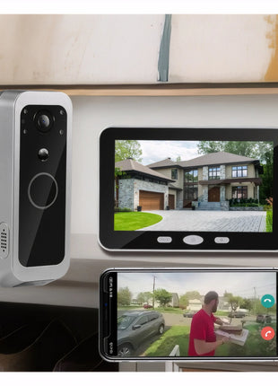 Yuezhe Tuya Smart Life Videocitofono WiFi Campanello PIR Telecamera 2MP Sistema citofonico di sicurezza per porta wireless impermeabile esterno Monitor da 5'