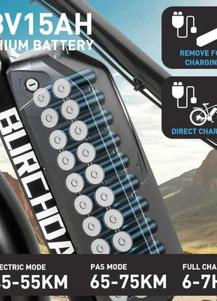 BURCHDA RX02 1000W 45KM/H 26 Inch Mountain Electric Bicycle 48V15AH Lithium Battery Fatbike Electric Bike For Adults Motorcycle