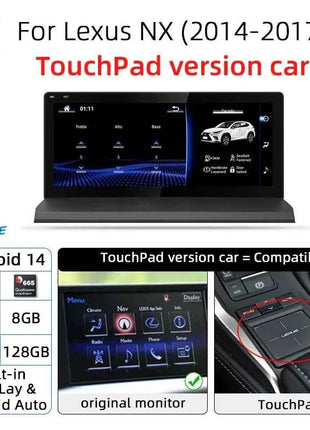 Nunoo Android 14 CarPlay Auto Radio For Lexus NX NX200 NX200T NX300h 2014-2021 Multimedia Navigation GPS DSP 4G WiFi