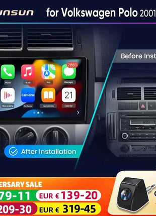 Junsun AI Voice Wireless CarPlay Android Auto Radio for Volkswagen Polo Mk4 IV 2001-2009 Car Multimedia GPS BT FM 2din autoradio