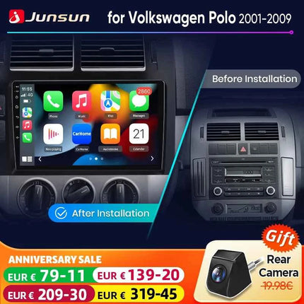 Junsun AI Voice Wireless CarPlay Android Auto Radio for Volkswagen Polo Mk4 IV 2001-2009 Car Multimedia GPS BT FM 2din autoradio