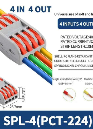 1 In Multiple Out Push-in Electrical Wire Connector Terminal Block Universal Fast Wiring Cable Connectors For Cable Connection