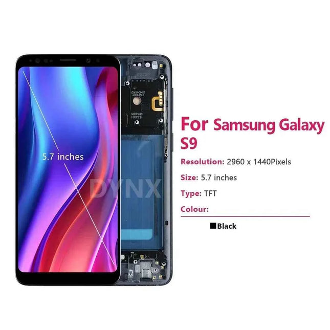 Display testato al 100% per Samsung Galaxy S9 LCD con gruppo touch screen digitalizzatore SM-G960FD S9 G960 LCD con sostituzione del telaio