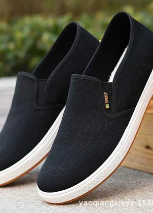 Men's Canvas Sneakers Casual Slip-On Vulcanized Lightweight Flat Shoes Affordable Free Shipping