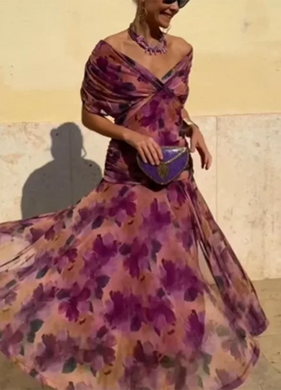 Abbigliamento donna elegante Abito plissettato a vita alta con stampa floreale Boho Nuovo abito a trapezio da cocktail con maniche a pipistrello a petto basso
