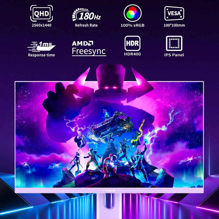 FYHXele 27"2K Borderless Gaming office displays Freesync 180HZ IPS Response time 1ms VESA Low Blue Light&Flicker-Free Monitor