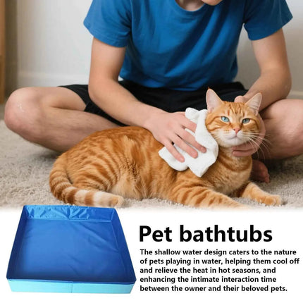 Piscina per animali domestici Piscina per bambini in PVC Pieghevole a forma quadrata Non gonfiabile Antiscivolo Vasca per bambini per cuccioli di animali domestici per il cortile di casa