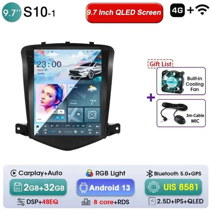 Srnubi 9.7" Car Radio Android For Chevrolet Cruze J300 2008-2012 2Din Multimedia Player Video Navigation 4G Carplay Head Unit