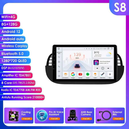 4G 8Core Android Car radio GPS Stereo For Fiat 500 2007-2014 Multimedia Video player 2DIN Autoradio DSP Carplay 7862 Head Unit