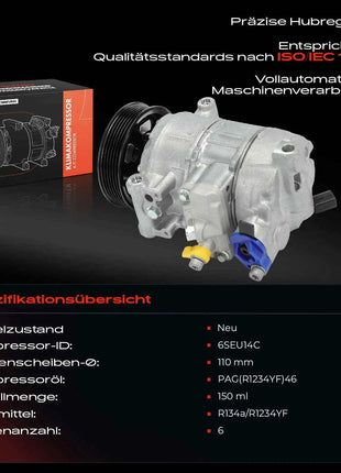 Compressore climatizzatore Frankberg 1x per Audi A4 8K2 8KH 8K5 A5 8T3 8F7 A6 1.8L 2.0L 4G0260805D 8K0260805M DCP32061