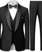 Abito Uomo 3 Pezzi Nero Slim Fit - Giacca, Pantalone e Gilet Cerimonia