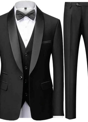 Abito Uomo 3 Pezzi Nero Slim Fit - Giacca, Pantalone e Gilet Cerimonia