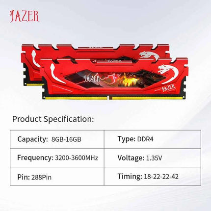 JAZER DDR4 Ram 16GB 8GB  3200MHz PC4 Desktop Gaming Memory Support Motherboard DDR4 Memory