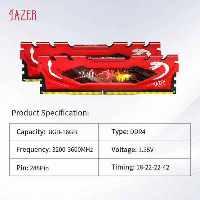 JAZER DDR4 Ram 16GB 8GB  3200MHz PC4 Desktop Gaming Memory Support Motherboard DDR4 Memory