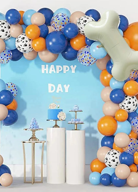 Kit Arco di Palloncini a Tema Bluey da 121 Pezzi con Palloncini a Forma di Zampa di Cane e Osso per Decorazioni Festa di Compleanno per Ragazzi e Ragazze