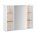 Homcom Bathroom Cabinet with Mirror with Interior Space and Open Shelves
