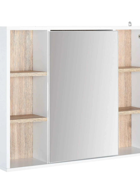 Homcom Bathroom Cabinet with Mirror with Interior Space and Open Shelves